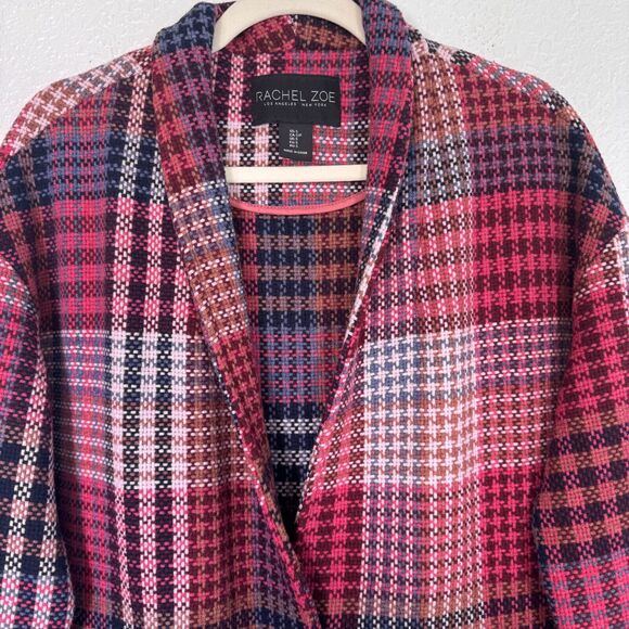 Rachel Zoe Blazer Jacket Womens Small Plaid Oversize Long Fall Autumn Academia - Picture 2 of 9